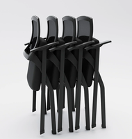 Chaise de formation ergonomique pliable avec dossier en maille ventilée et tablette d'écriture rembourrée pour conférences, salles de classe et bureaux