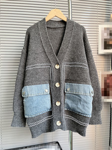 Cardigan da <span class=keywords><strong>Donna</strong></span> <span class=keywords><strong>in</strong></span> Maglia con Bottoni, Stile Color Block, Top <span class=keywords><strong>in</strong></span> Denim Patchwork con Tasche, per Autunno Inverno, <span class=keywords><strong>in</strong></span> Cotone, Lana e <span class=keywords><strong>Cashmere</strong></span> - Product Image 4