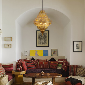 <span class=keywords><strong>Hollow</strong></span> Retro <span class=keywords><strong>LED</strong></span> Antique màu đồng ánh sáng mặt dây chuyền Arabic đèn chùm treo ánh sáng E27 phù hợp Ma-rốc đèn - Product Image 4