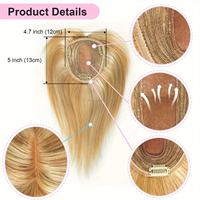 Nuevo estilo, pieza de cabello humano, línea de cabello Natural, 12x13cm, tupé de cabello dorado, pelucas humanas para mujeres de cabello fino