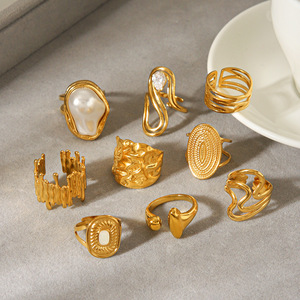 Geometrischer Offener <span class=keywords><strong>Ring</strong></span> für Damen aus Edelstahl Nicht Verblassend 18K Vergoldete Ringe als Geschenk - Product Image 2