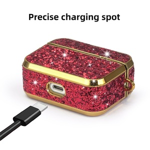 Funda protectora con purpurina para auriculares <span class=keywords><strong>Apple</strong></span> AirPods Pro, Funda de cuero con correa de mano - Product Image 2