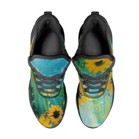 Baskets Chunky Personnalisées à Impression Intégrale, Motif Tournesol, Chaussures de Course en Maille, Cadeau de Noël Personnalisé, Prise en Charge des Motifs Personnalisés