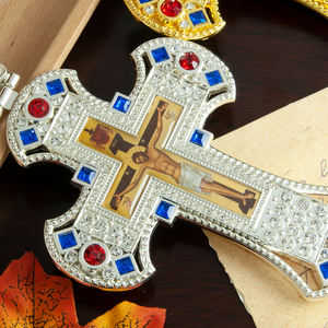 HT Grande Taille Église Orthodoxe Croix Collier Or Mode Or Argent Plaqué Résine Jésus Crucifix Prêtre Orthodoxe pour la Prière - Product Image 4