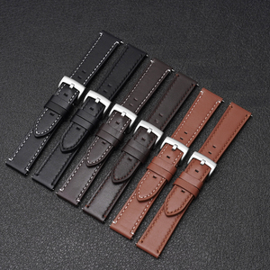 Correa de reloj de cuero genuino impermeable de primera capa vintage de 18/20/22/24 mm, correas de reloj de cuero liso para Samsung Gear - Product Image 2