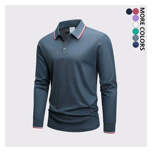 เสื้อโปโลผู้ชายผ้าถักน้ำหนักปานกลาง 200 กรัม แบบกำหนดเอง รับผลิตแบบ OEM ODM เสื้อยืดแขนยาวมีปก แบรนด์ส่วนตัว - Product Image 2