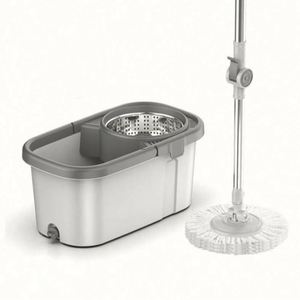 Mopa de Limpieza de Pisos con Palo de Acero y Escurridor Automático, Alta Tasa de Deshidratación, Uso Doméstico, Gran Venta - Product Image 5