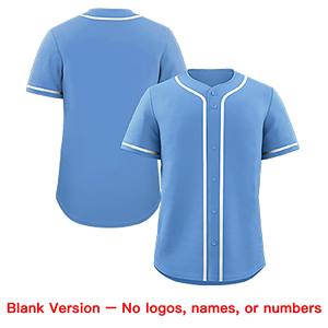 Maßgeschneidertes hellblaues, weiß-kröniges, klassisches, authentisches Baseball-Trikot im klassischen Stil - Product Image 3