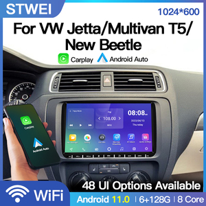 Reproductor Multimedia de Radio para coche de 9 "para <span class=keywords><strong>VW</strong></span> Volkswagen Jetta Multivan <span class=keywords><strong>T5</strong></span> New Beetle Android 12 2 Din Carplay GPS Video navegación BT - Product Image 2