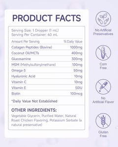 Dog <b>Collagen</b> Drops with <b>Biotin</b> MSM Ginger Vitamins C & E-Grain-Free Supplement for Skin & Coat Joint Health Digestion & Immunity - Product Image 5