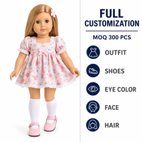 Ensemble robe florale pour poupée de 18 pouces avec chaussures et pince à cheveux, vêtements de poupée OEM, certifié EN71
