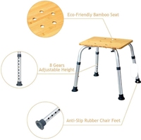 Tabouret de douche réglable en hauteur, cadre en aluminium, pieds en caoutchouc antidérapants, siège de bain pour la salle de bain à domicile