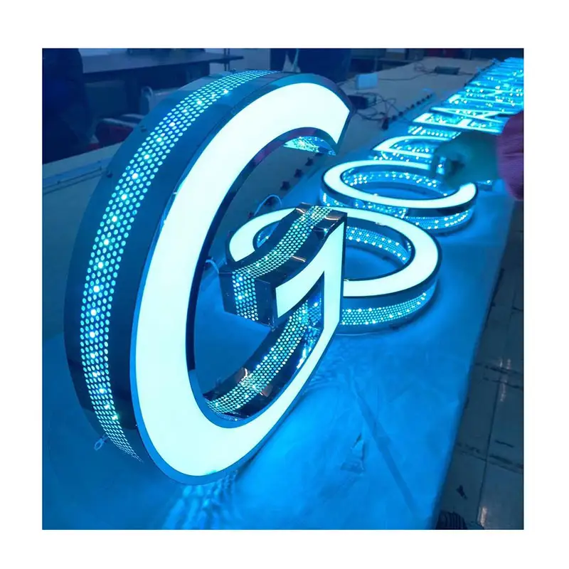 Logo illuminato personalizzato Light Box Store fori di punzonatura anteriori lettere Led Alphabet 3D Logo Advertising Board per negozio