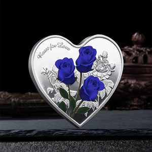 Monedas Conmemorativas de Metal en Forma de Corazón con Rosas, Tema Romántico de Amor, para el Día de San Valentín, Regalos Empresariales, Venta al Por Mayor - Product Image 5
