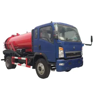 Howo truk penyedot debu kecil 4x2 5000liter, pompa vakum Sewel Jetting Harga tangki air