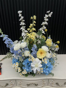 Centrotavola Floreale Personalizzato <span class=keywords><strong>Blu</strong></span> e Verde, Sfera di Fiori per Decorazioni Eventi - Product Image 6