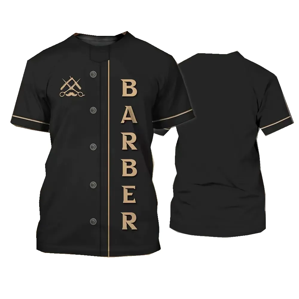 Vinne yeni varış T shirt berber dükkanı için özelleştirilmiş erkek berber gömlek berber üniforma T shirt berber için