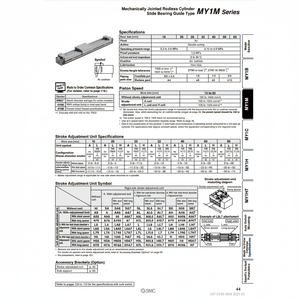 Cilindro sin vástago SMC Pneumatics, cilindros articulados mecánicamente, categoría de producto - Product Image 1
