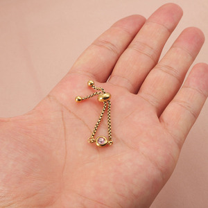 แฟชั่นมิตรภาพสีชมพูเพทายแหวนห่วงโซ่เครื่องประดับปรับได้ห่วงโซ่สแตนเลสแหวน birthstone - Product Image 6