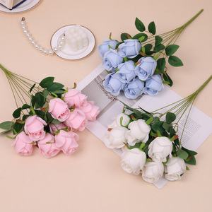 Rosas Artificiales de Seda de Tacto Real, Estilo Europeo, Lujo Ligero, Pequeñas, para Decoración del Hogar, Sala de Estar, Mesa de Comedor, Bodas, Arreglos Florales - Product Image 1