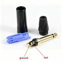 Prise jack mono TS 6,35 mm personnalisée plaquée or avec boîtier noir pour amplificateur de guitare, câble d'instrument, assemblage studio SINGO