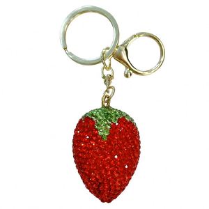 2025 Newest Diamond-Studded Strawberry Keychain - Gold Plated Fashion Bag Charm, Cute Car <b>Key</b> <b>Accessory</b> for Women - Product Image 1