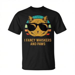 T-shirt I Fancy Whiskers And Paws per amanti dei gatti, nera, taglia unisex per adulti - Product Image 2