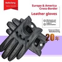 Guantes de Ciclismo de Piel de Oveja Genuina para Hombre con Logotipo Personalizado - Guantes de Cuero para Montar con Pantalla Táctil Antideslizante y Dedos Completos para Deportes al Aire Libre