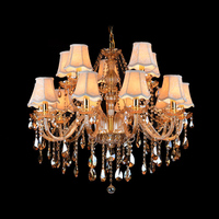 Lustre Principal en Cristal K9 Doré Champagne de Luxe Européen pour Villa, Salon, Hôtel, Salle de Mariage