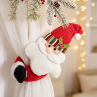 Attache-rideau en coton style Art déco, motif Père Noël et Bonhomme de neige, pour Noël, décoration festive pour la maison, l'hôtel, le centre commercial et les fêtes