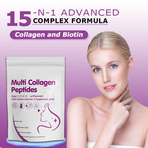 ผงคอลลาเจนเปปไทด์หลายชนิด ผสมไบโอตินและกรดไฮยาลูโรนิก คอลลาเจนโปรตีนไฮโดรไลซ์ บำรุงเส้นผม ผิว เล็บ และข้อต่อ - Product Image 2