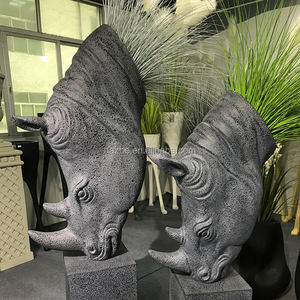 北欧スタイルの大きな装飾動物の庭の装飾品屋外屋内ライノ彫刻グラスファイバーフラワーポットプランター - Product Image 4
