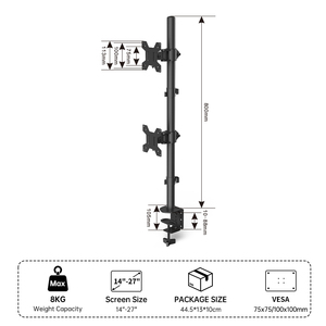 <span class=keywords><strong>Support</strong></span> pour <span class=keywords><strong>double</strong></span> <span class=keywords><strong>écran</strong></span>, 2 <span class=keywords><strong>écran</strong></span>s, 13-27'', montage <span class=keywords><strong>vertical</strong></span>, acier allié, rotation à 360°, réglable, VESA 75/100 mm, <span class=keywords><strong>écran</strong></span> d'ordinateur en stock - Product Image 6