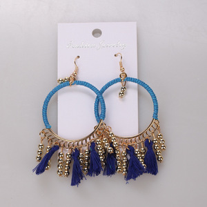 ต่างหูพู่ห้อยสไตล์โบฮีเมียน ชุบทอง เชือกป่าน แฟชั่นสำหรับผู้หญิง เครื่องประดับสำหรับงานปาร์ตี้ สไตล์โบฮีเมียน - Product Image 5