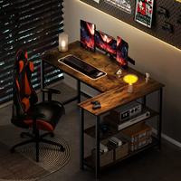 Bureau d'ordinateur SINCERE, bureau d'écriture à 2 niveaux empilables, structure en acier industriel, marron noir, bureau, salon, LWD47X
