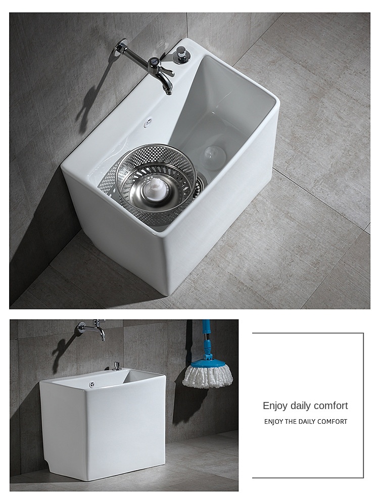 Wash Mop Pool with Drive Balcony Bathroom Geobasin Mop Ceramic Side Drainage Square Household Sink Mop Sink