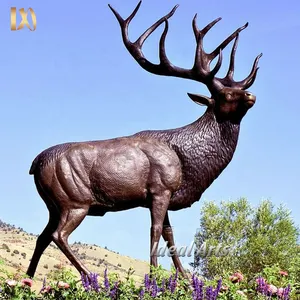 理想艺术优质金属鹿雕像青铜驯鹿牡鹿雕像