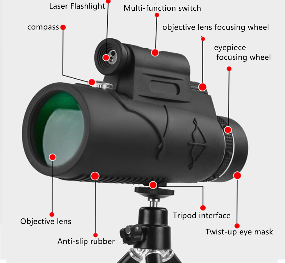 2021 New launched monocular 12X50 telescope 2000M High Clarity Monocular outdoor portable infrared laser Monocular