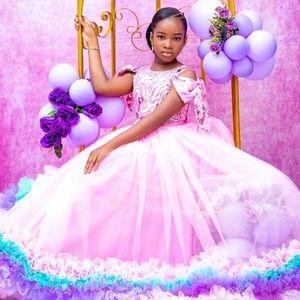 Abiti da compleanno per ragazze con applicazioni in pizzo, volant, abito da damigella per matrimoni, feste, bambini, ballo di fine anno, servizio fotografico - Product Image 3