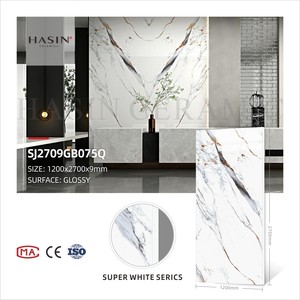 Losas de Piedra de Cuarzo Artificial Calacatta <span class=keywords><strong>Blanca</strong></span> de 9 mm, Sinterizadas, de Porcelana, Imitación Mármol, Tamaño <span class=keywords><strong>Grande</strong></span> 120x270, Económicas - Product Image 5