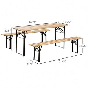 <b>Folding</b> Metal <b>Table</b> with Bench Set for Hospital and Living Room Use Durable Outdoor Event Wedding Banquet <b>Table</b> - Product Image 4