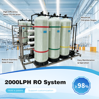 Système de traitement d'eau par osmose inverse industriel à haut débit 2000LPH, filtration, purificateur d'eau RO intelligent et automatique