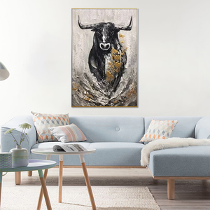 Huamiao usine personnalisée <span class=keywords><strong>peinture</strong></span> à l'huile peinte à la main animal toile <span class=keywords><strong>buffle</strong></span> sauvage boeuf texturé <span class=keywords><strong>peinture</strong></span> à l'huile - Product Image 5