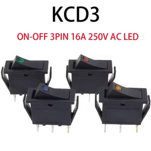 Interruptor basculante de 3 pines KCD3 ON-OFF, 2ª posición, mini ojo de gato con LED, CA 16A 250V, patas de cobre/<span class=keywords><strong>contactos</strong></span> plateados - Product Image 1