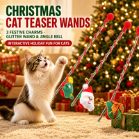 Jouet en peluche pour chat avec clochettes - Jouet d'exercice écologique - Cadeau de Noël mignon en forme de dessin animé pour chats