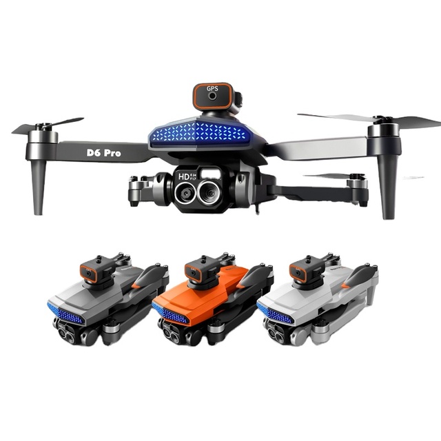 D6 GPS Expert 4k Triple Cameras 2.4g Wifi Brushless Motor Foldable Drone 6k Phone Control 100m Quadcopter