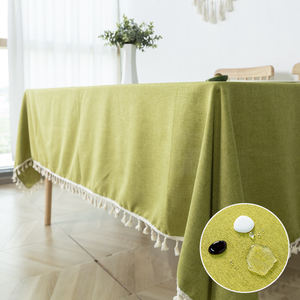 High Quality Nonwoven Waterproof Square <b>Tablecloth</b> Tassel Wrinkle-Free Floral Faux <b>Linen</b> Texture Durable Home Party Outdoor Use - Product Image 6