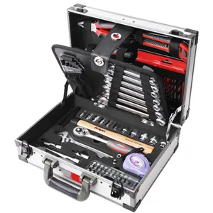 91-112 Pieces Chrome Vanadium, Home Garage Repair Hand Tool Set In Aluminum Tool Case Kit/