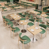 Ensemble de banquettes commerciales modernes en bois avec chaises en cuir PU pour restaurant, café, bistrot, salon et hôtel