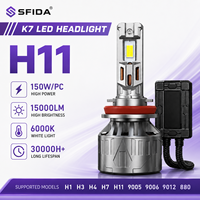 Proveedor de Faros LED de Alta Potencia SFIDA K7, Bombilla H11 150W 6000K, Cuatro Tubos de Cobre, IP67, Fabricante de Accesorios para Automóviles